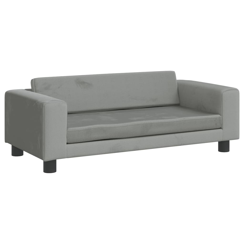 vidaXL Vaikiška sofa su pakoja, šviesiai pilka, 100x50x30cm, aksomas