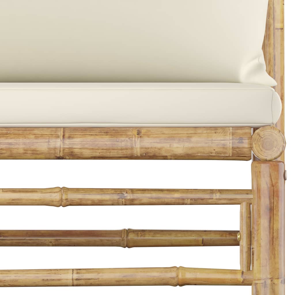 vidaXL Sodo komplektas su kreminėmis pagalvėmis, 2 dalių, bambukas