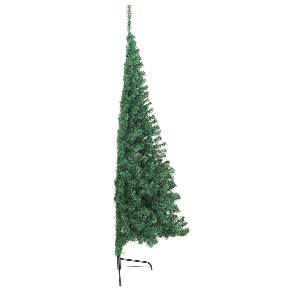 vidaXL Dirbtinė pusinė Kalėdų eglutė su stovu, žalia, 180cm, PVC