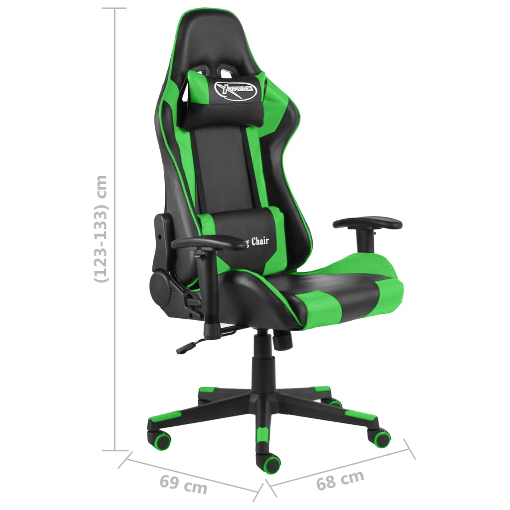vidaXL Pasukama žaidimų kėdė, žalios spalvos, PVC