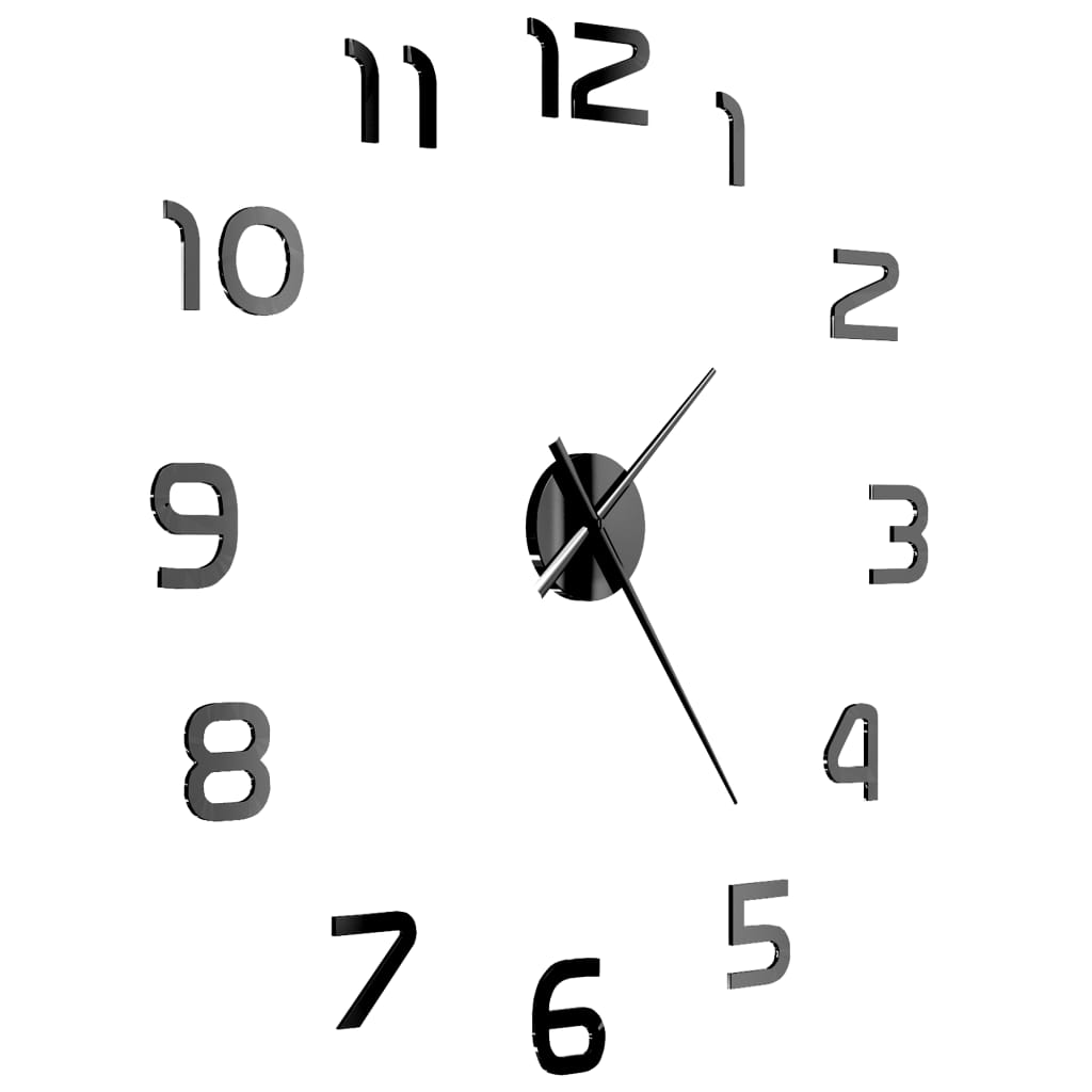 vidaXL Sieninis laikrodis, juodas, 100cm, modernus dizainas, 3D, XXL