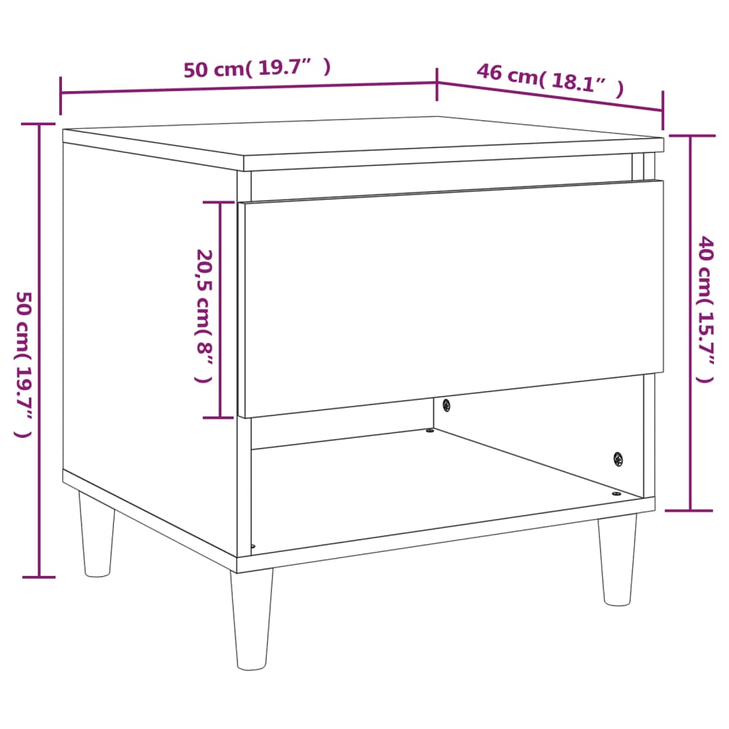 vidaXL Naktiniai staliukai, 2vnt., juodi, 50x46x50cm, apdirbta mediena