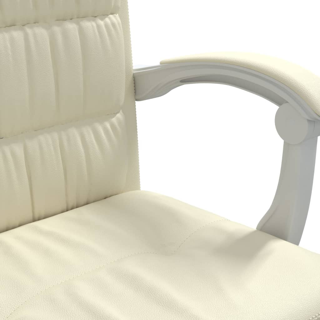 vidaXL Atlošiama biuro kėdė, kreminės spalvos, dirbtinė oda