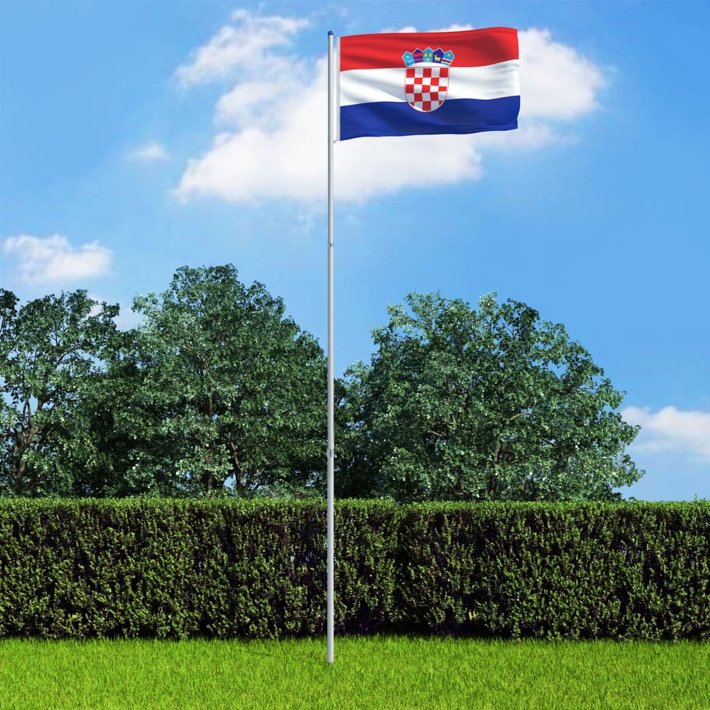 vidaXL Kroatijos vėliava su stiebu, aliuminis, 6m