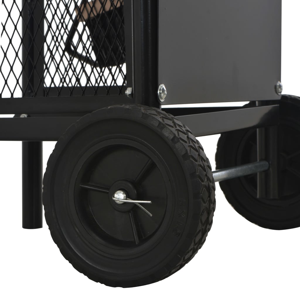 vidaXL Vežimėlis malkoms, juodos spalvos, 30x35x81 cm, plienas