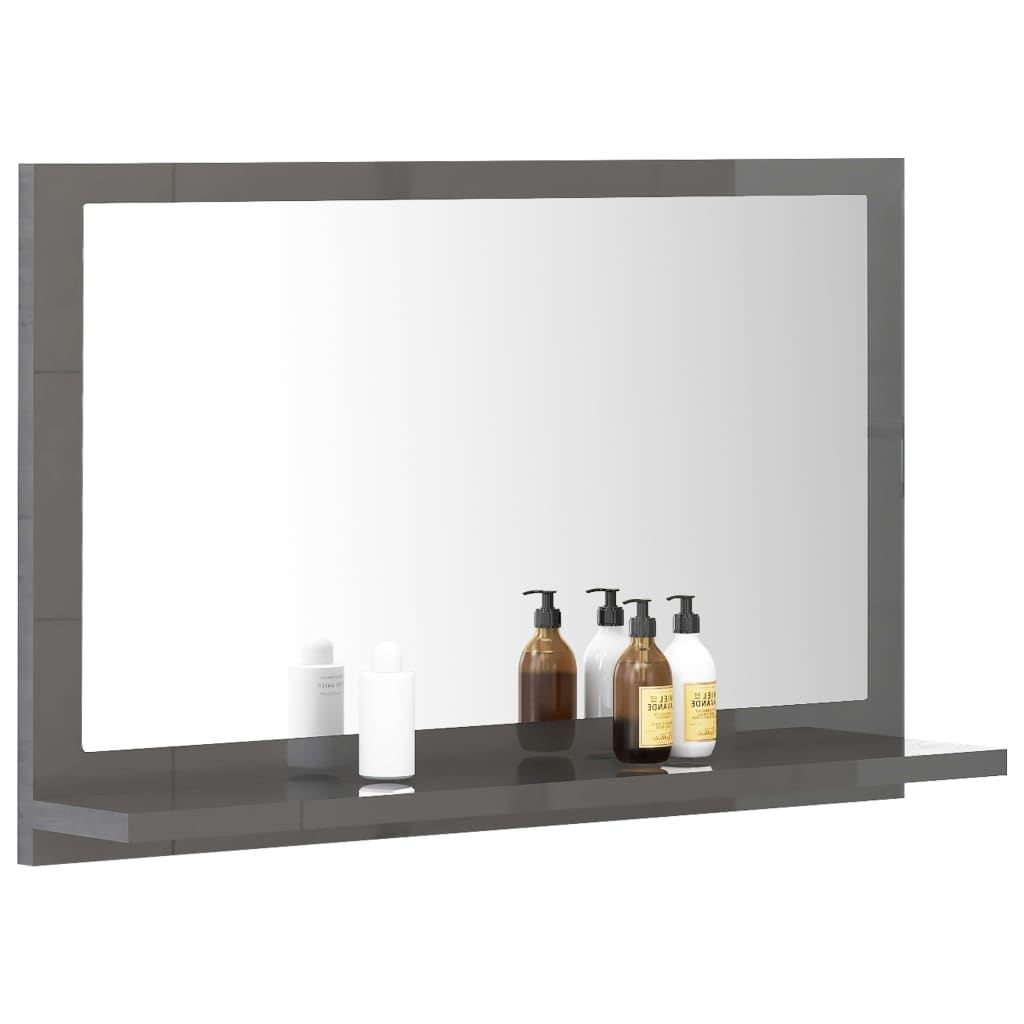 vidaXL Vonios kambario veidrodis, pilkas, 60x10,5x37cm, MDP, blizgus