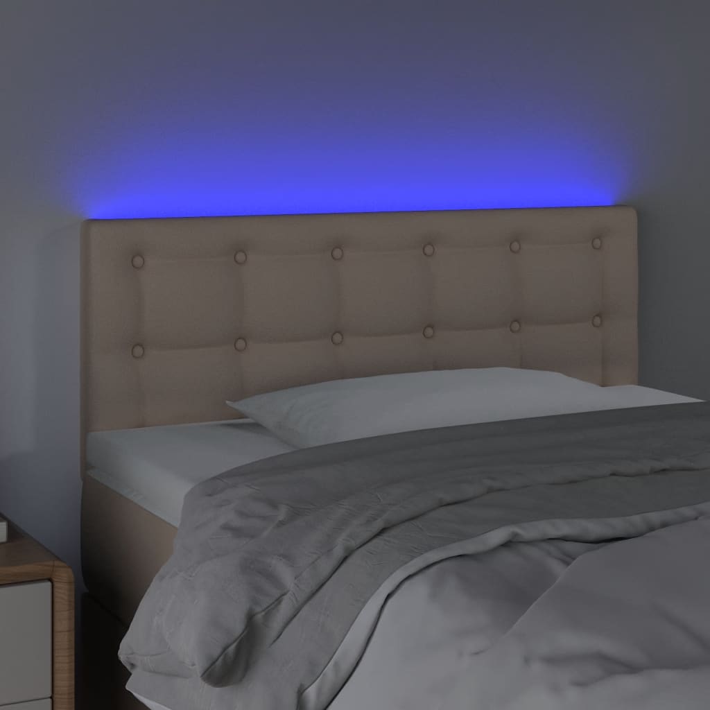 vidaXL Galvūgalis su LED, kapučino spalvos, 90x5x78/88cm, dirbtinė oda