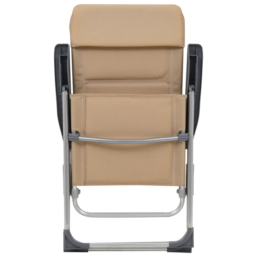vidaXL Kempingo kėdės, 2 vnt., kreminės sp., 58x69x111cm, aliuminis