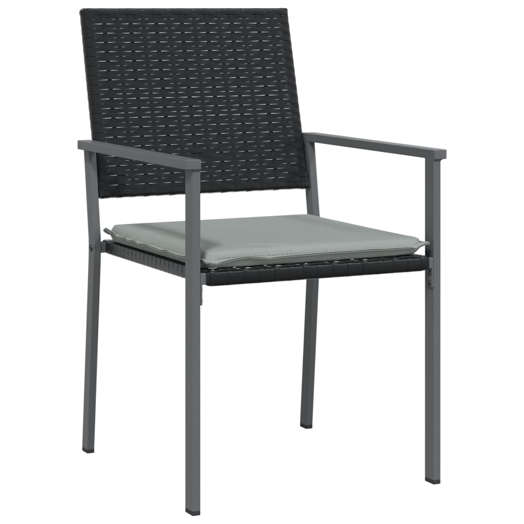 vidaXL Sodo kėdės su pagalvėmis, 4vnt., juodos, 54x62,5x89cm, ratanas