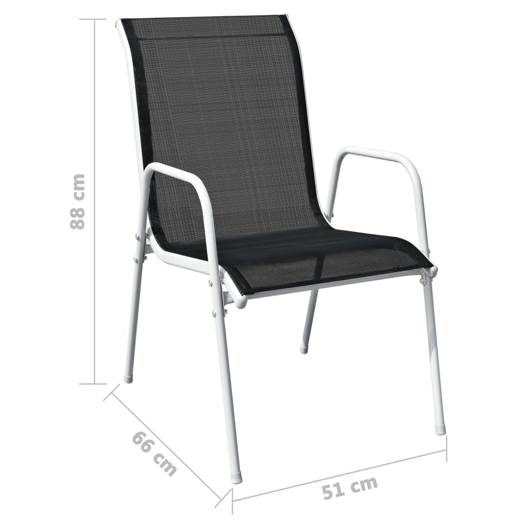 vidaXL Sudedamos sodo kėdės, 2vnt., juodos, plienas ir tekstilenas