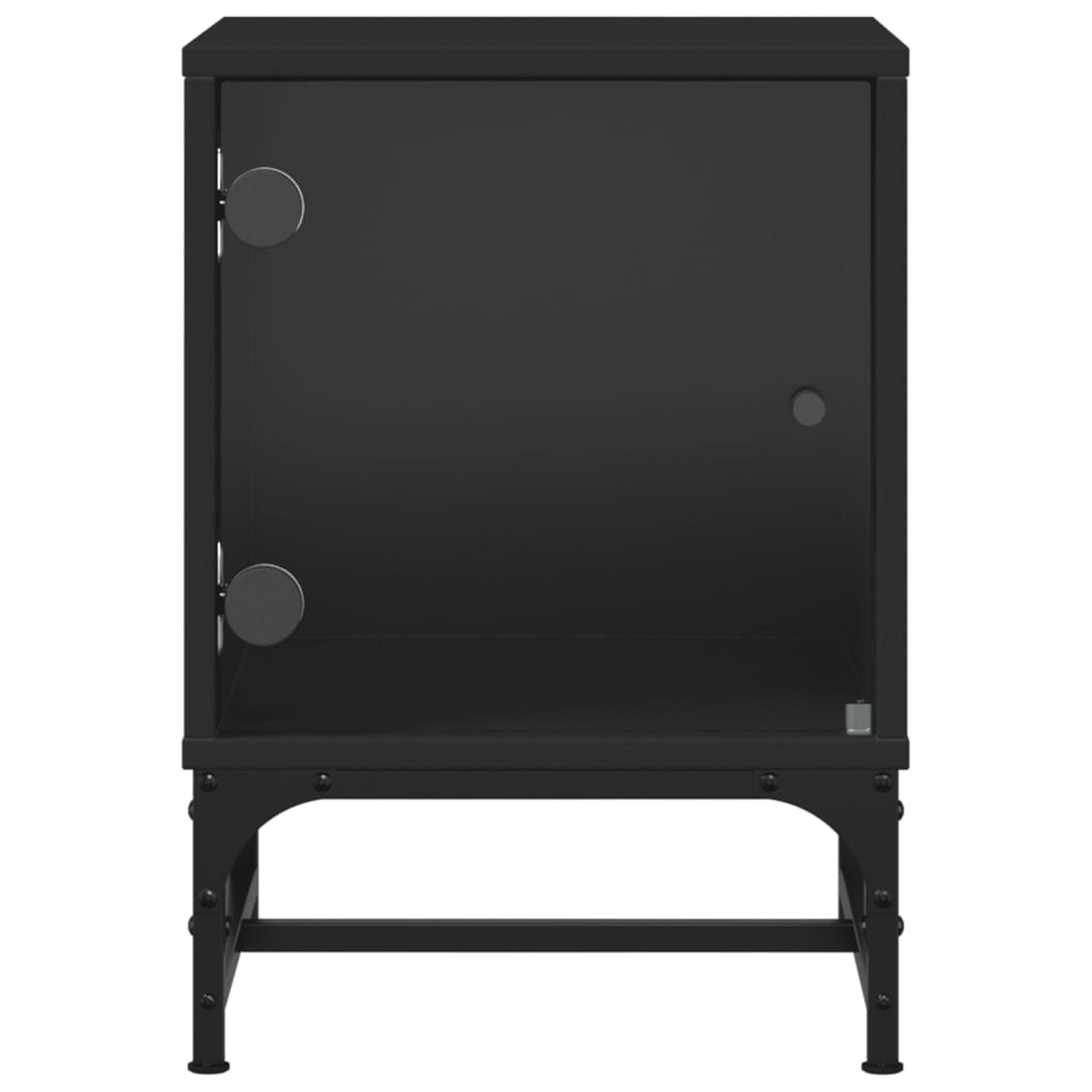 vidaXL Naktinė spintelė su stiklinėmis durelėmis, juoda, 35x37x50cm