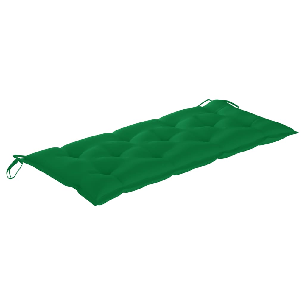 vidaXL Supamas suoliukas su žalia pagalvėle, 120cm, tikmedžio masyvas