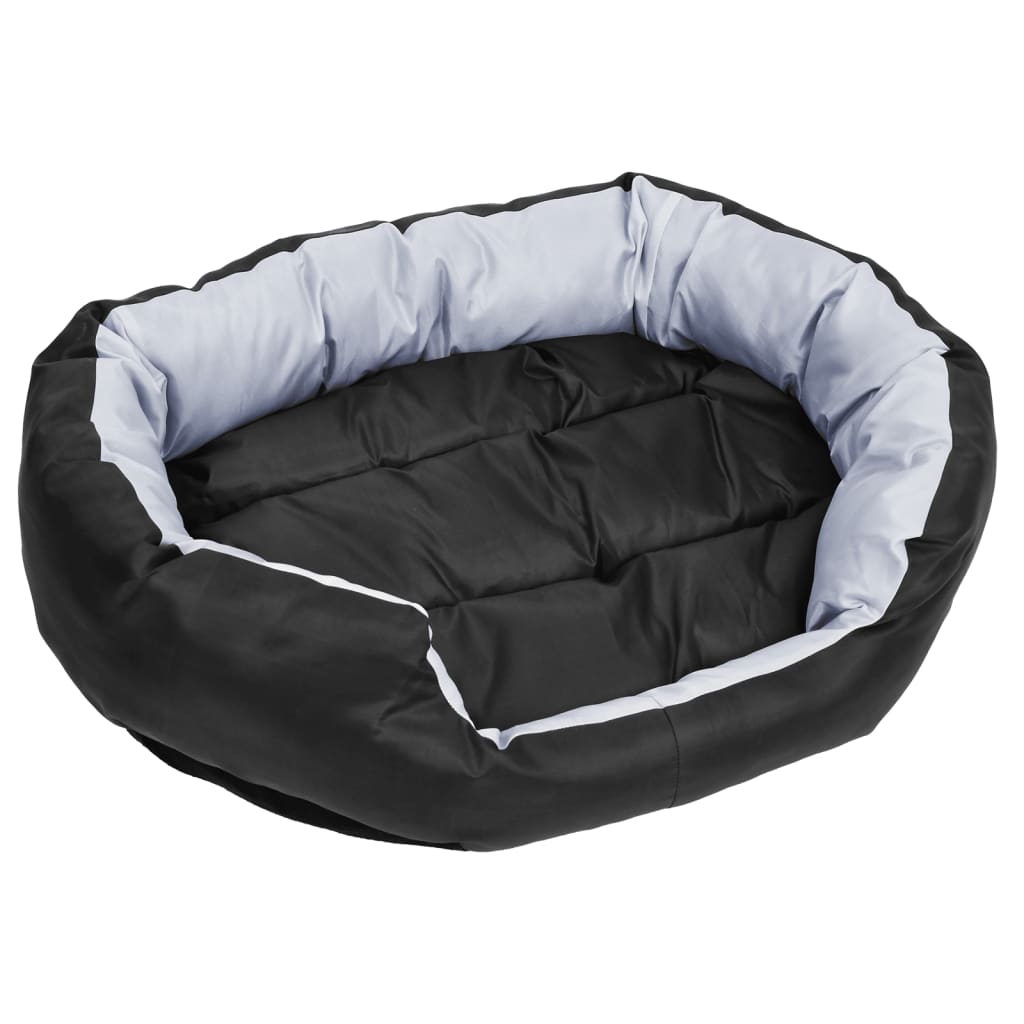vidaXL Dvipusė skalbiama pagalvė šunims, pilka ir juoda, 85x70x20cm