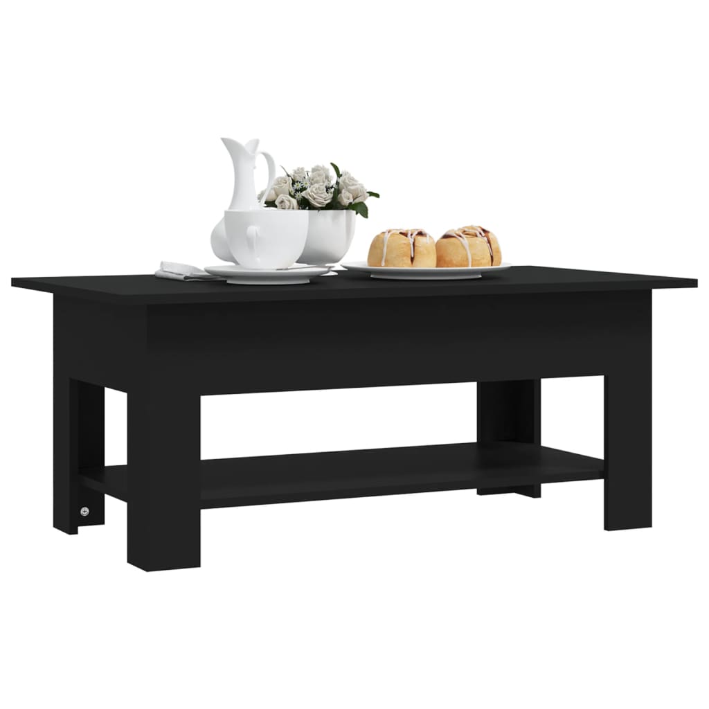 vidaXL Kavos staliukas, juodos spalvos, 102x55x42cm, MDP