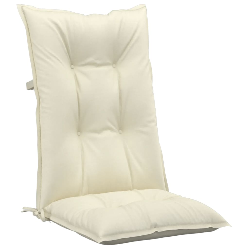 vidaXL Sodo kėdės pagalvėlės, 4vnt., kreminės, 120x50x7cm, audinys