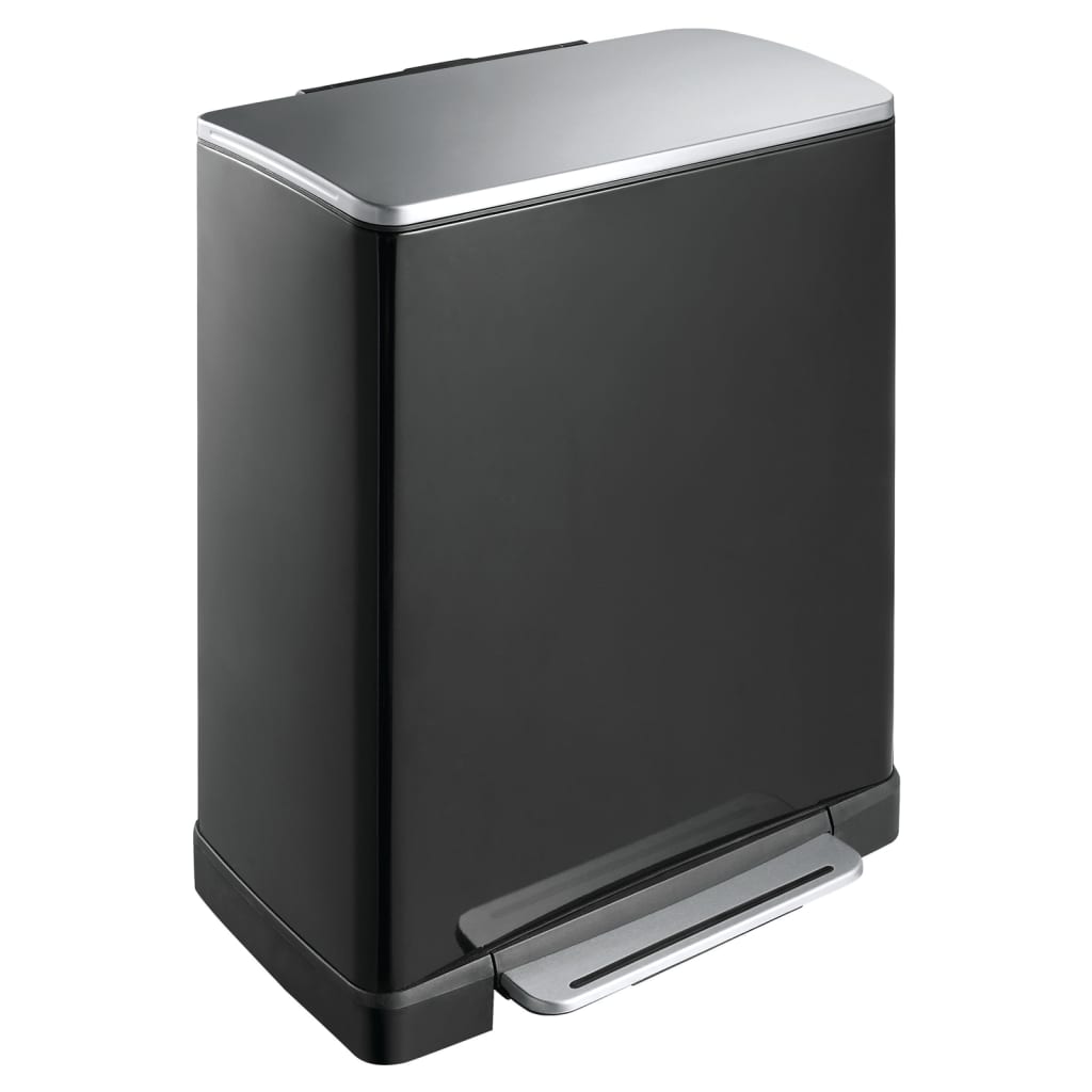 EKO Šiukšliadėžė su pedalu E-Cube, matinės juodos spalvos, 28+18l