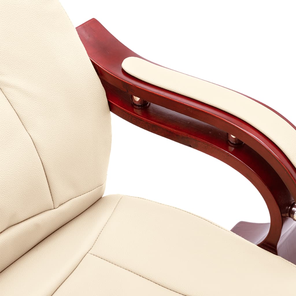vidaXL Biuro kėdė, kreminės spalvos, tikra oda