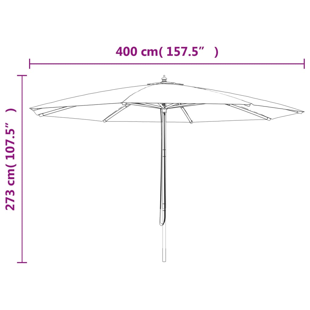 vidaXL Sodo skėtis su mediniu stulpu, taupe spalvos, 400x273cm