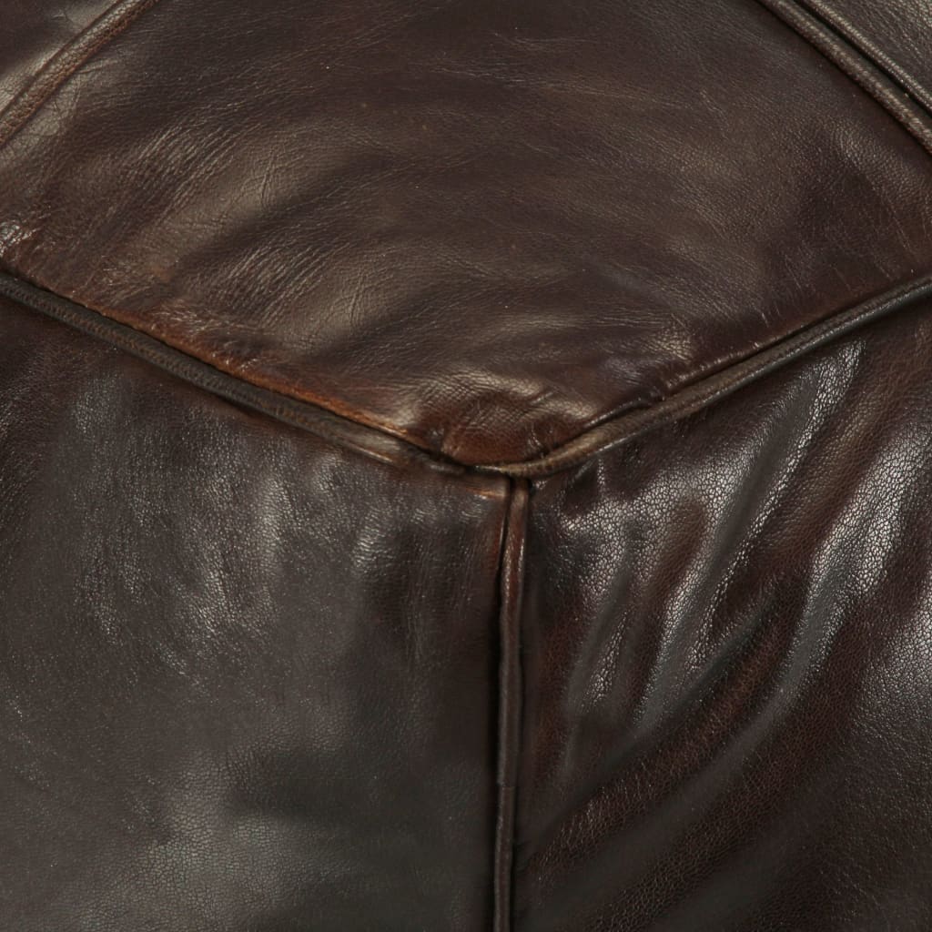 vidaXL Pufas, tamsiai rudos spalvos, 60x60x30 cm, tikra ožkos oda