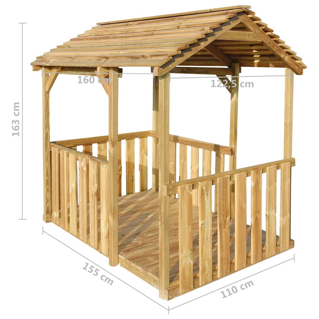 vidaXL Lauko žaidimų paviljonas, 122,5x160x163cm, pušies mediena