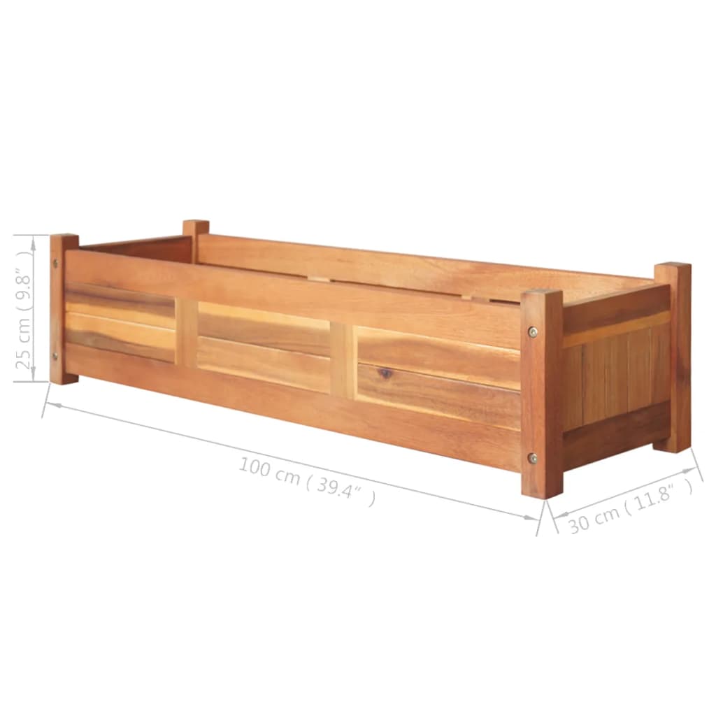 vidaXL Aukšti sodo loveliai, 2vnt., 100x30x25cm, akacijos mediena