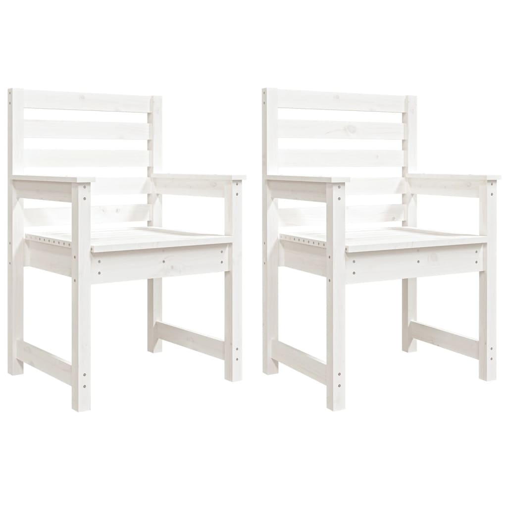 vidaXL Sodo kėdės, 2vnt., baltos, 60x48x91cm, pušies medienos masyvas