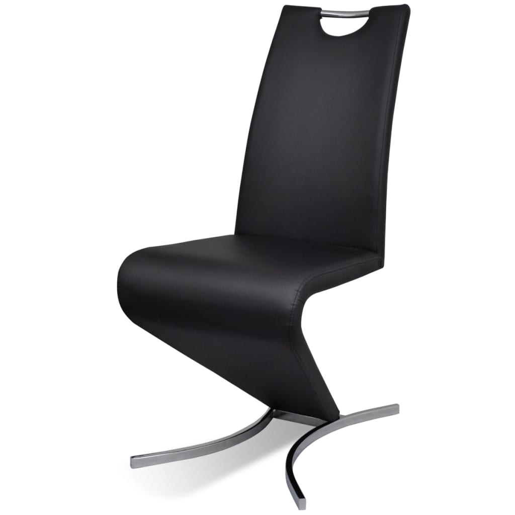 vidaXL Valgomojo kėdės, 4 vnt., juodos, dirbtinė oda