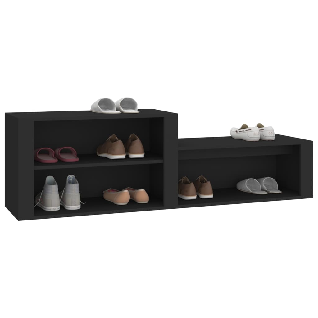 vidaXL Spintelė batams, juodos spalvos, 150x35x45cm, apdirbta mediena