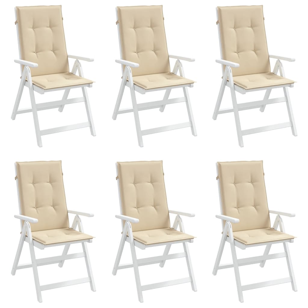 vidaXL Sodo kėdės pagalvėlės, 6vnt., smėlio, 120x50x3cm, audinys