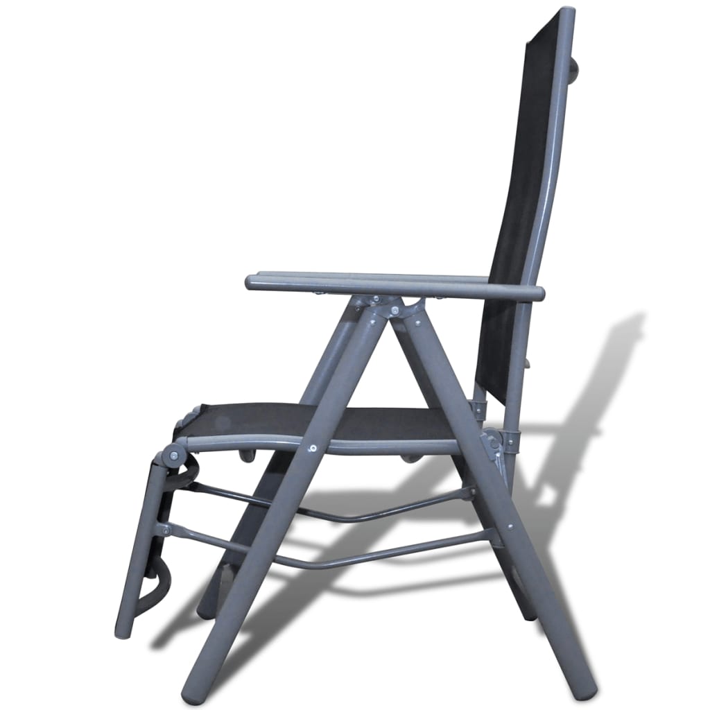 vidaXL Sodo poilsio kėdė, aliuminis, juoda
