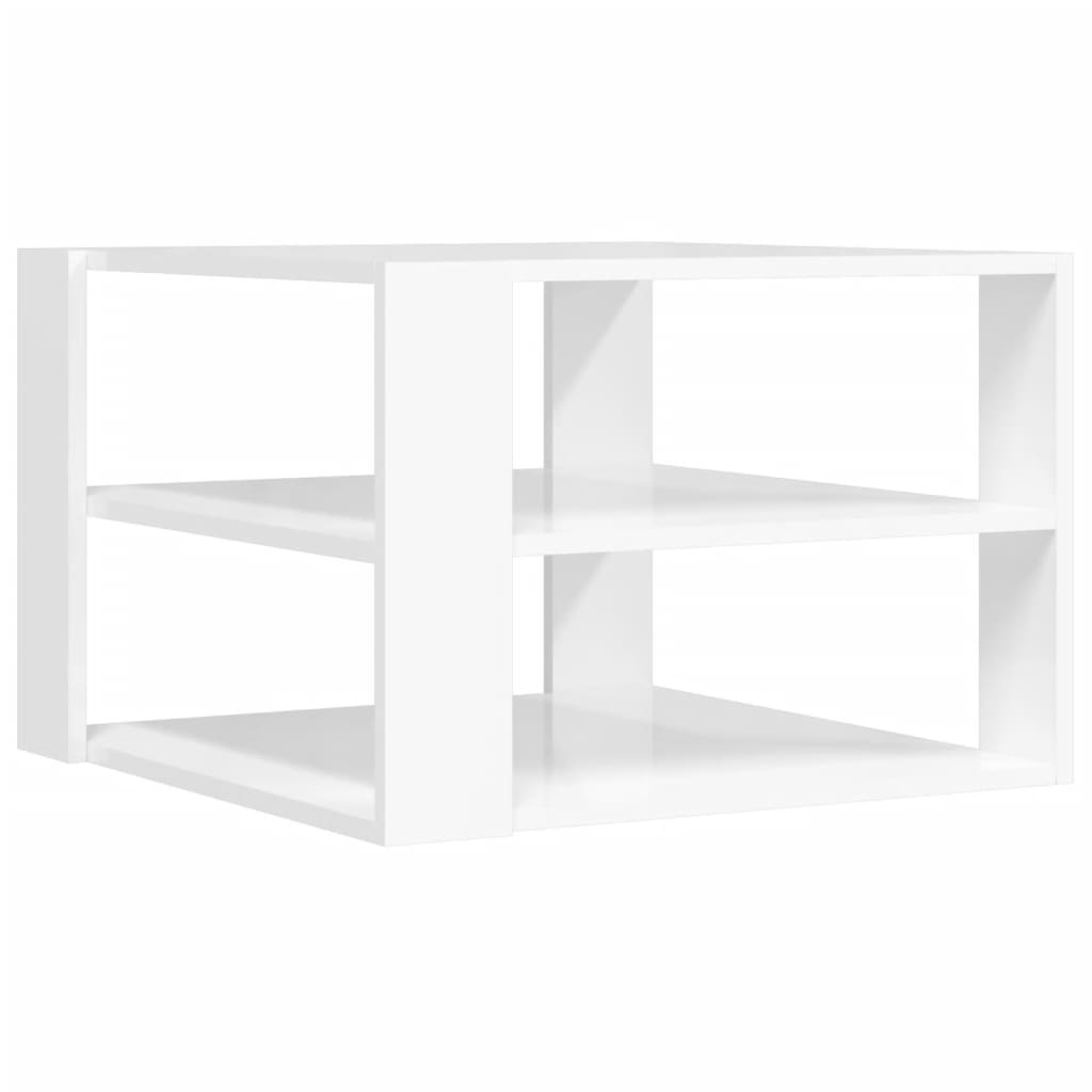 vidaXL Kavos staliukas, baltas, 59,5x59,5x40cm, mediena, blizgus