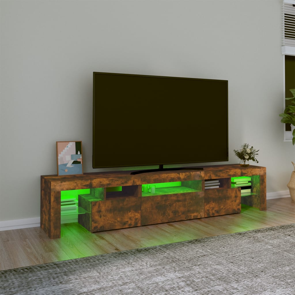 vidaXL Televizoriaus spintelė su LED, dūminio ąžuolo, 200x36,5x40cm