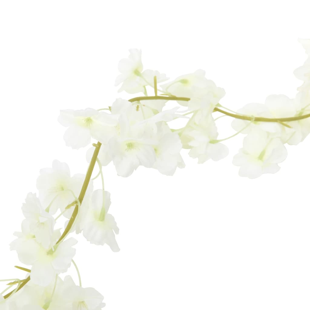 vidaXL Dirbtinių gėlių girliandos, 6vnt., baltos spalvos, 180cm