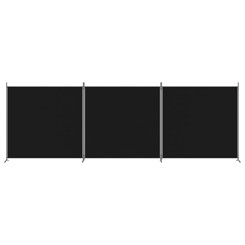 vidaXL Kambario pertvara, 3 dalių, juodos spalvos, 525x180cm, audinys