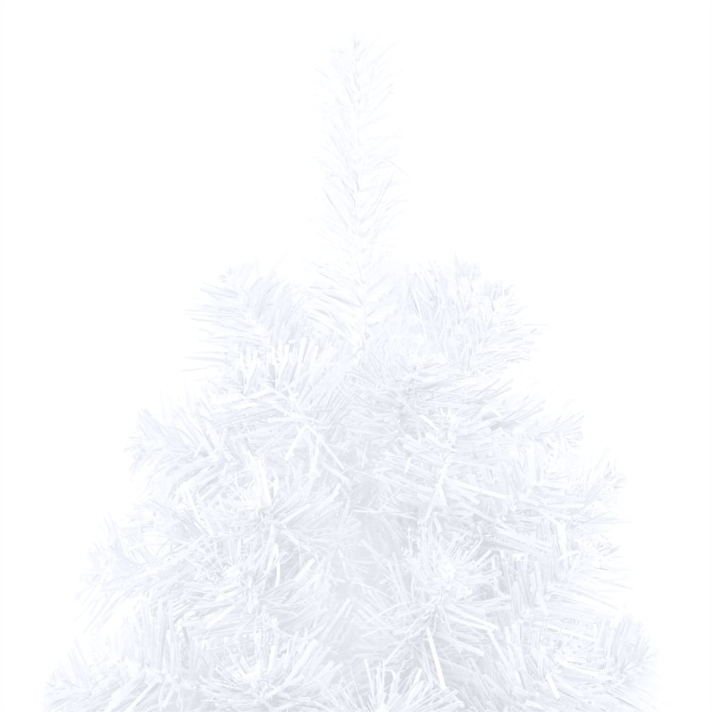 vidaXL Dirbtinė pusinė Kalėdų eglutė su žaisliukais, balta, 150cm