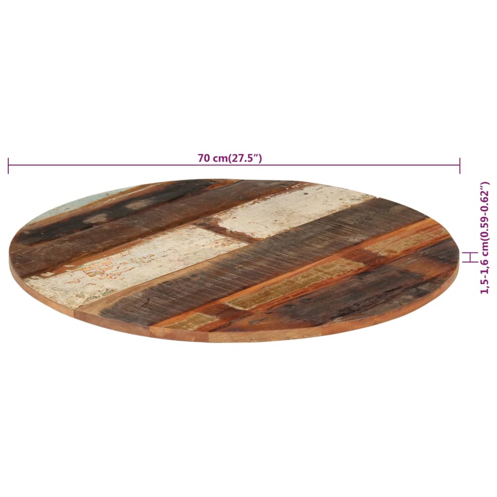vidaXL Stalviršis, 70x(1,5–1,6)cm, perdirbtos medienos masyvas