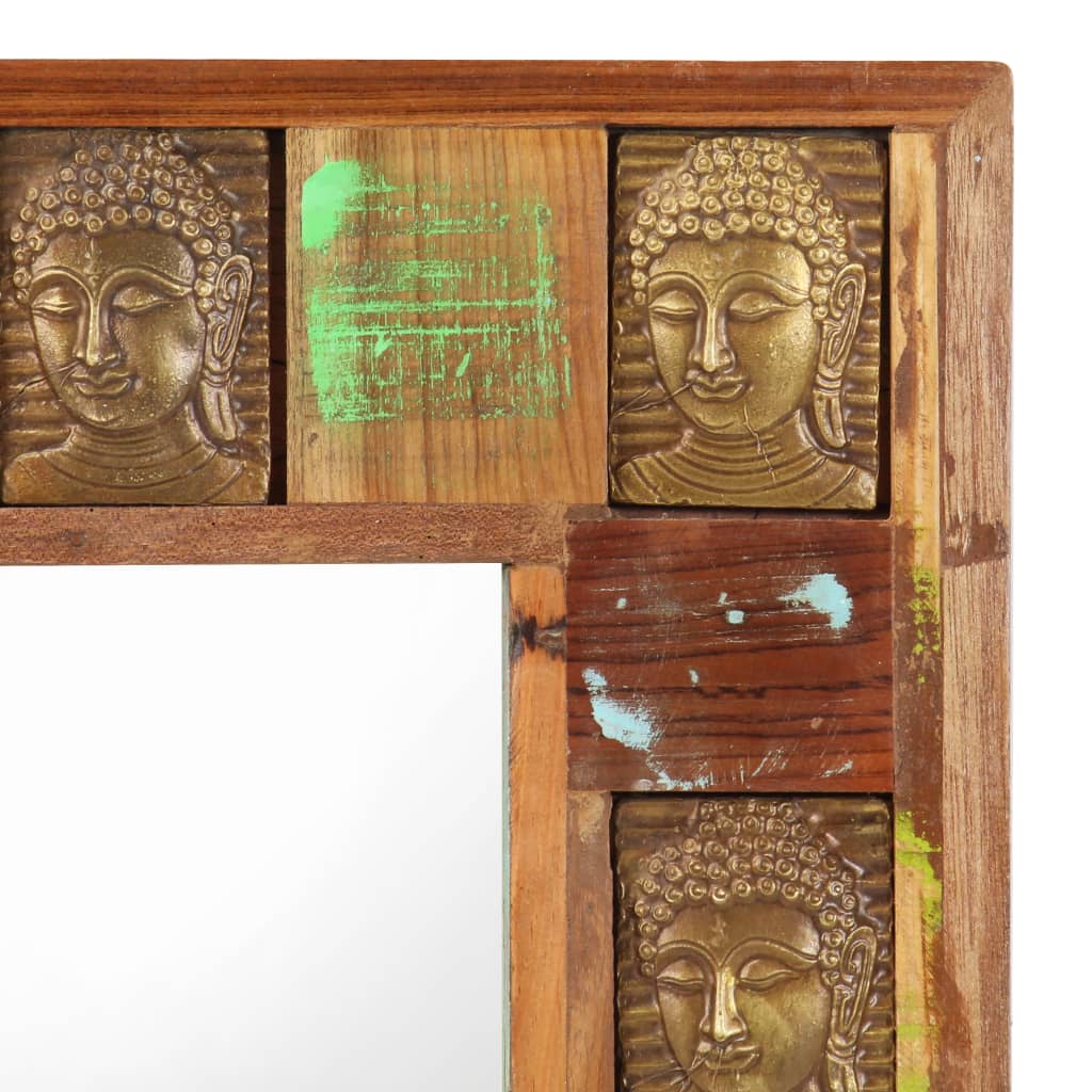 vidaXL Veidrodis su Budos galvomis, 80x50cm, perdirbta mediena