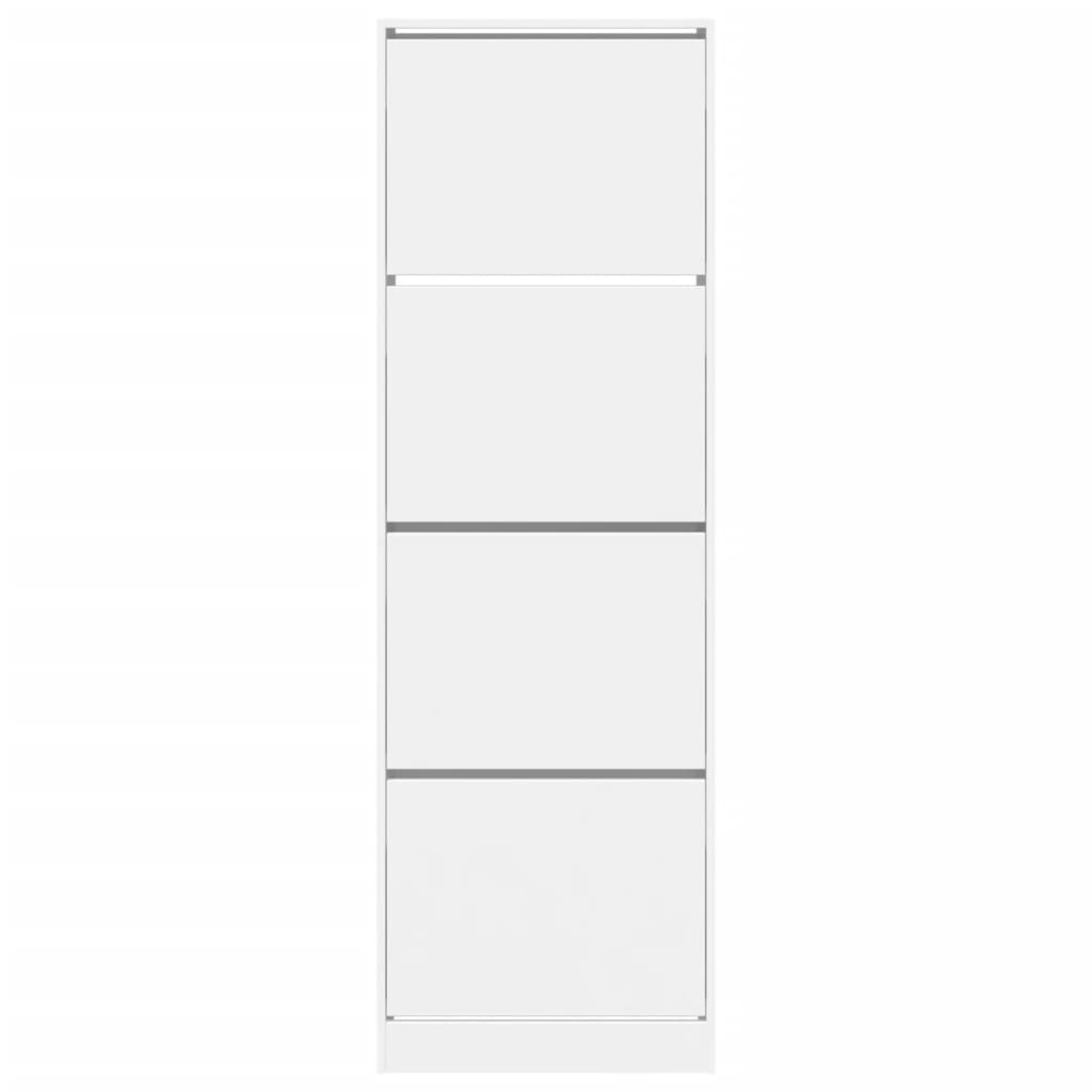 vidaXL Batų spintelė su 4 atverčiamais stalčiais, balta, 60x34x187,5cm