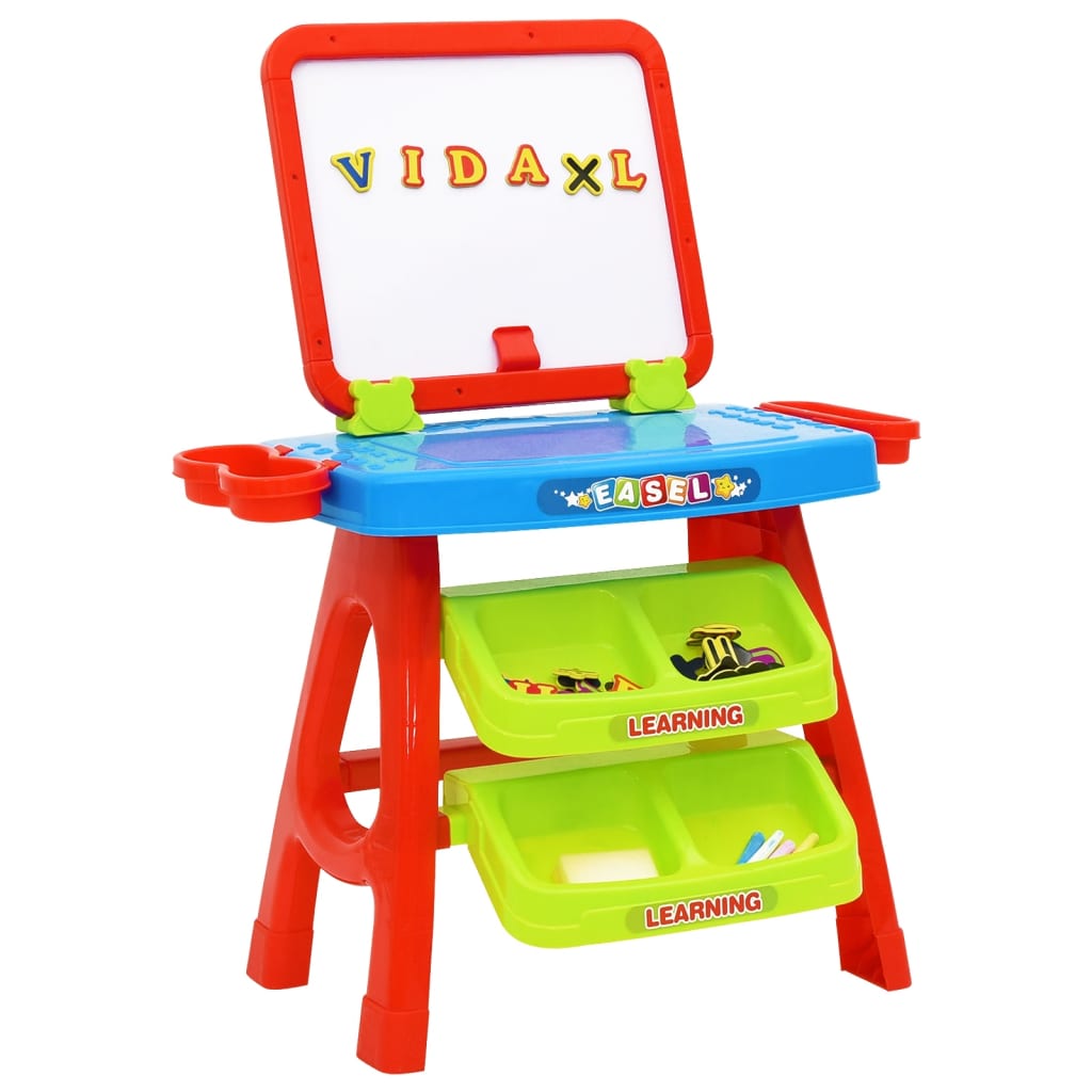 vidaXL 3-1 Vaikiškas molberto ir mokymosi stalo žaidimų rinkinys