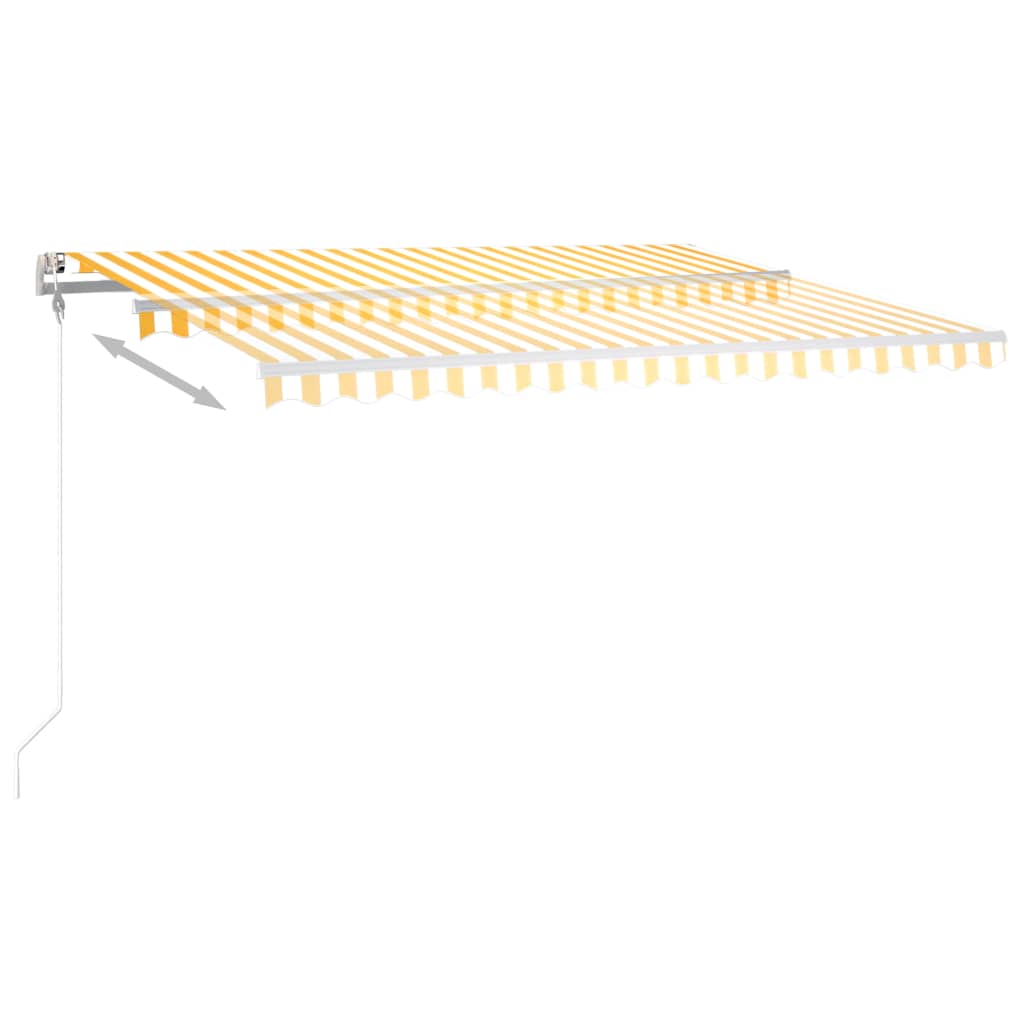 vidaXL Rankiniu būdu ištraukiama markizė su LED, geltona/balta, 4x3,5m
