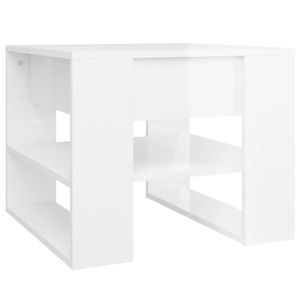 vidaXL Kavos staliukas, baltas, 55,5x55x45cm, mediena, blizgus