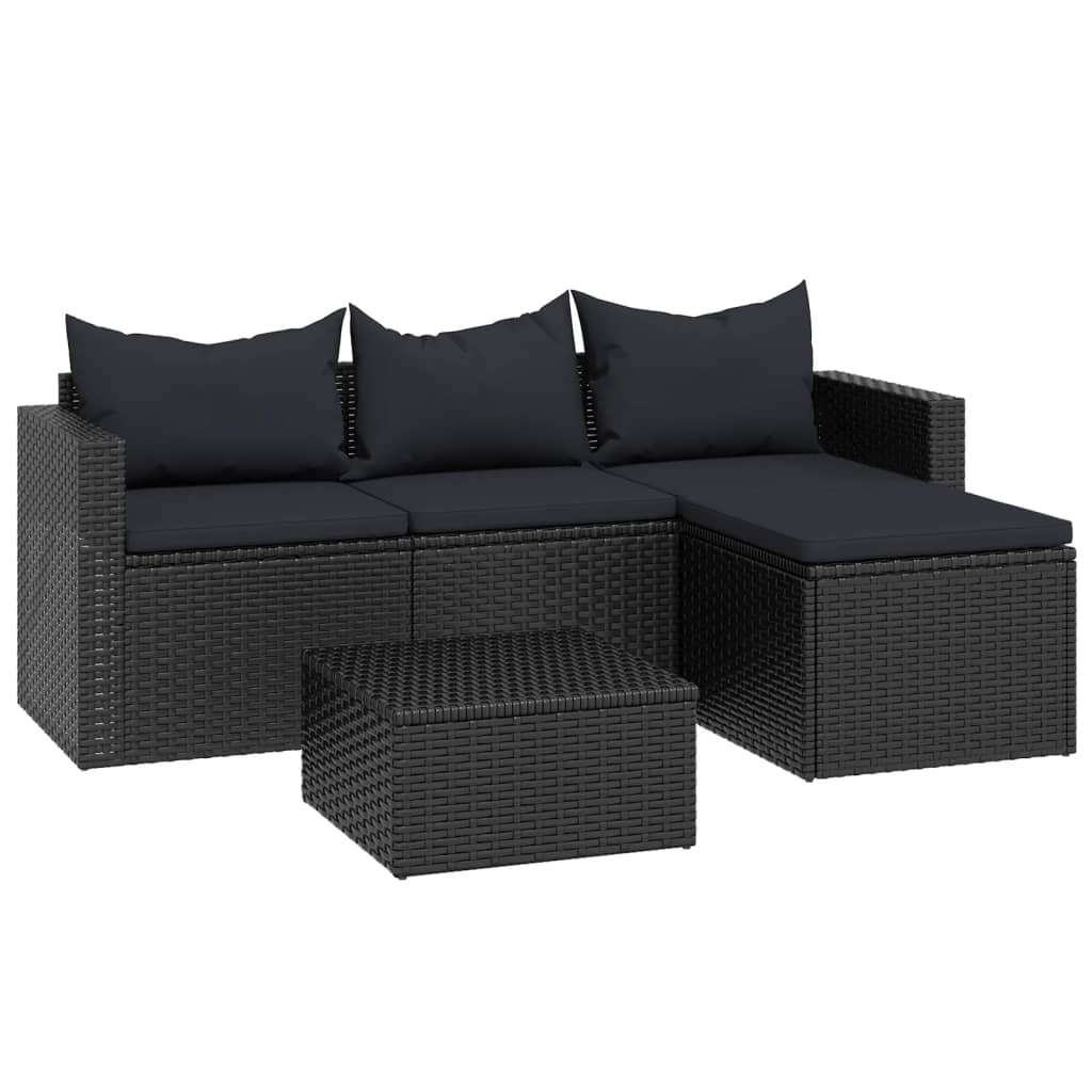 vidaXL Sodo poilsio baldų komplektas, juodos spalvos, poliratanas