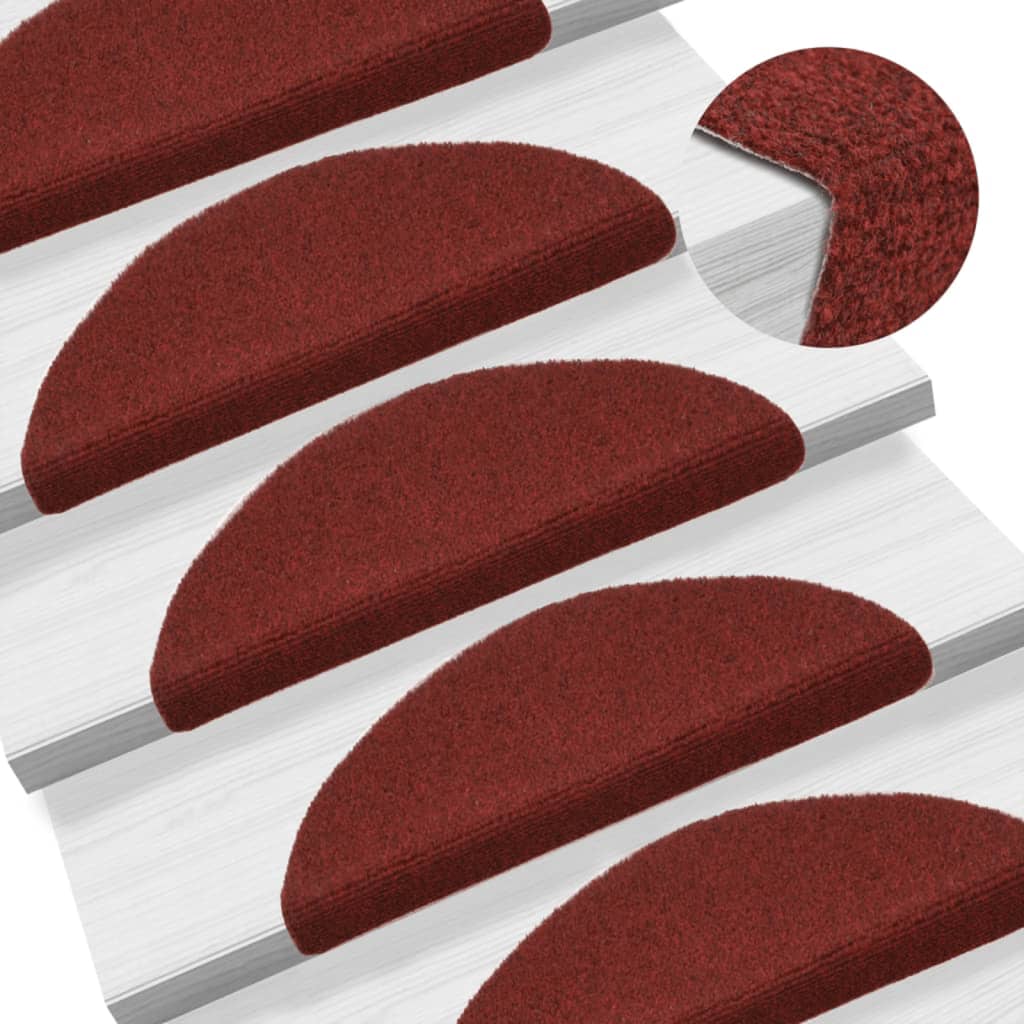 vidaXL Lipnūs laiptų kilimėliai, 5vnt., raudonos spalvos, 56x17x3cm