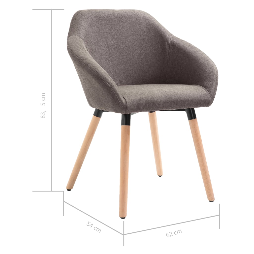 vidaXL Valgomojo kėdės, 4 vnt., taupe spalvos, audinys (2x283468)