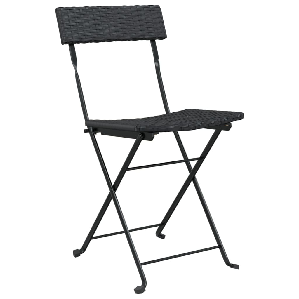 vidaXL Sulankstomos bistro kėdės, 2vnt., juodos, poliratanas/plienas