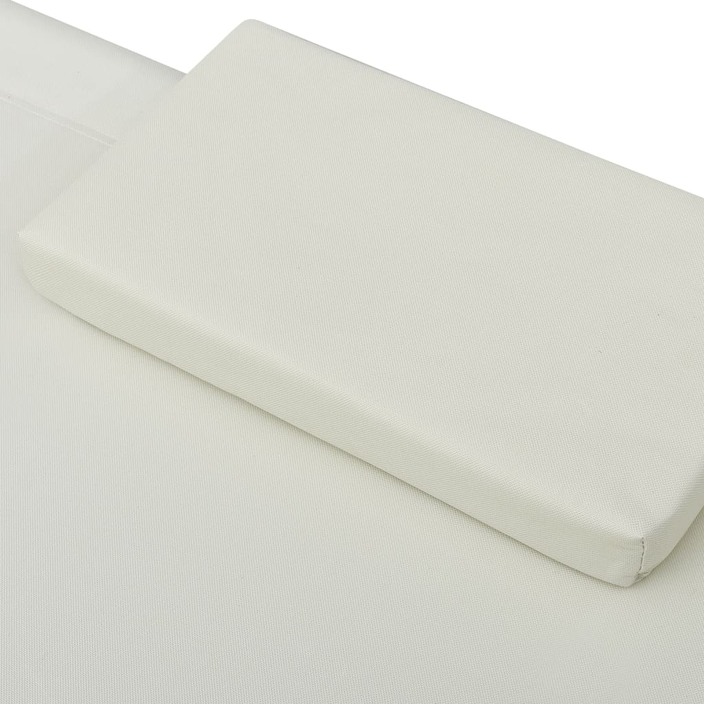 vidaXL Lauko gultas su stogeliu ir pagalvėmis, kreminė balta spalva