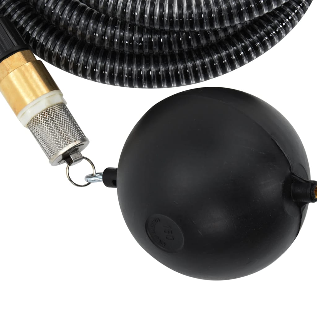 vidaXL Siurbimo žarna su žalvarinėmis jungtimis, juoda, 1,1", 7m, PVC