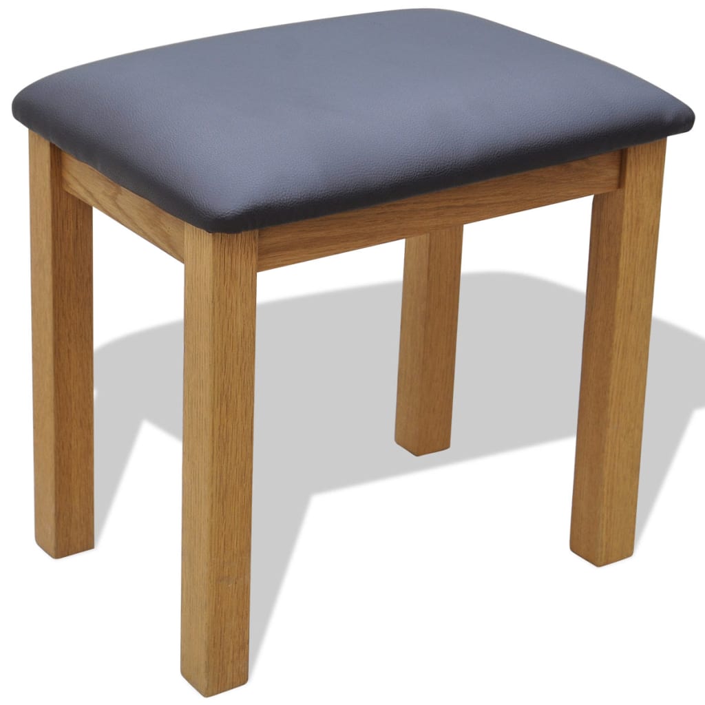 vidaXL Kosmetinis staliukas su kėdute, ąžuolo medienos masyvas