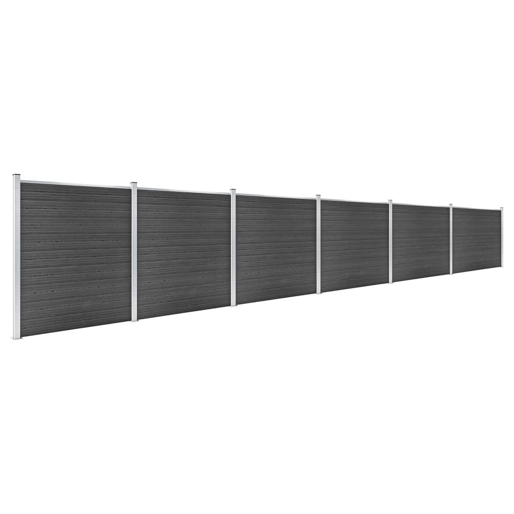 vidaXL Tvoros segmentų rinkinys, juodos spalvos, 1045x186cm, WPC