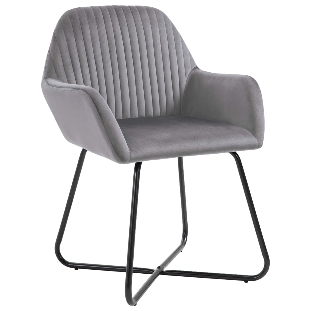 vidaXL Valgomojo kėdės, 4vnt., pilkos spalvos, aksomas